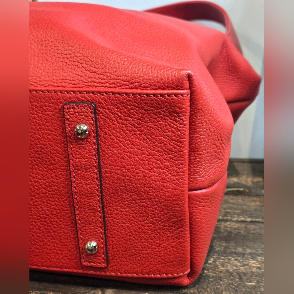 Dooney & Bourke Logo Lock Vibrant Red Hobo Bag - Picture 7 of 16
